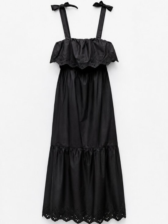 Zara Dresses & Skirts - Like New- Zara Black Embroidered Midi-Maxi Dress- Fits M-XL